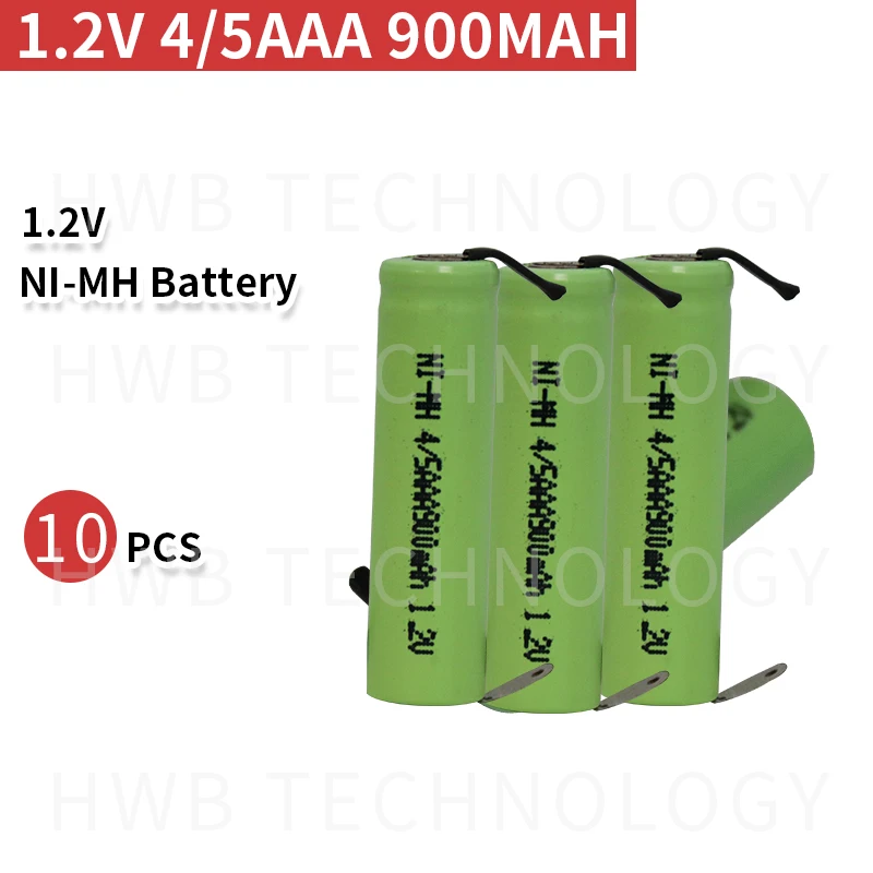 10 шт Новый аутентичный 1,2 V 4/5AAA 900MAH Ni-MH аккумуляторные батареи бритвы Ni-MH с ножкой