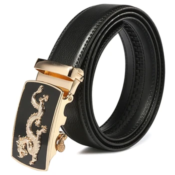 

Men's Black Automatic Buckle Waistband Leather Belts Waist Strap New