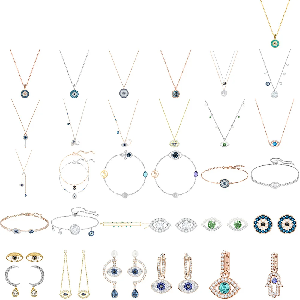 

SWA RO 2019 Mother's Day New LUCKILY Eye Of The Devil Set Women's Original 1:1 Shiny Crystal For Mom Girlfriend Romantic Jewelry