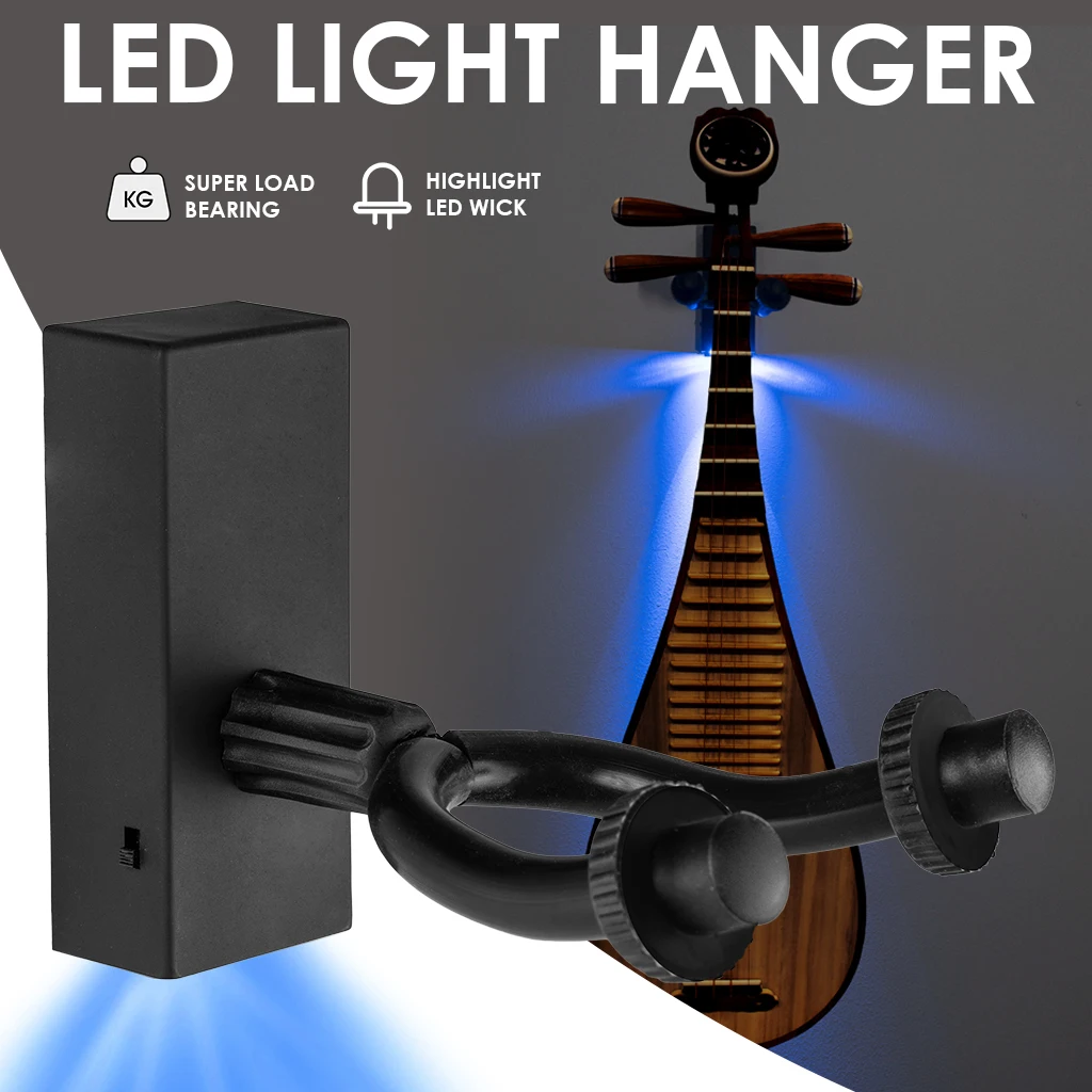 

Chinese Lute Simulation Pipa Hanger Blue Light LED Wall Mount Hanger Holder Chinese Guitar Traditional Musical Instrument