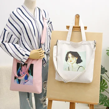 

Storage One Shoulder Messenger Bag Handbags Canvas Polyester Cotton Shopping Shopper Ziplock Reusable Eco Friendly Bag Organizer
