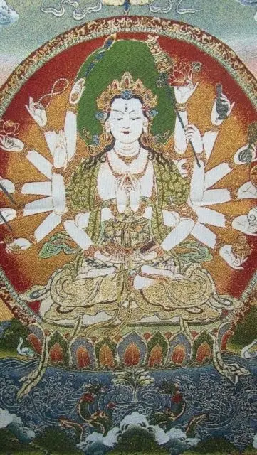 23," Китайский Тибет antiguo raro thangka gran Buda bordado arte Мандала