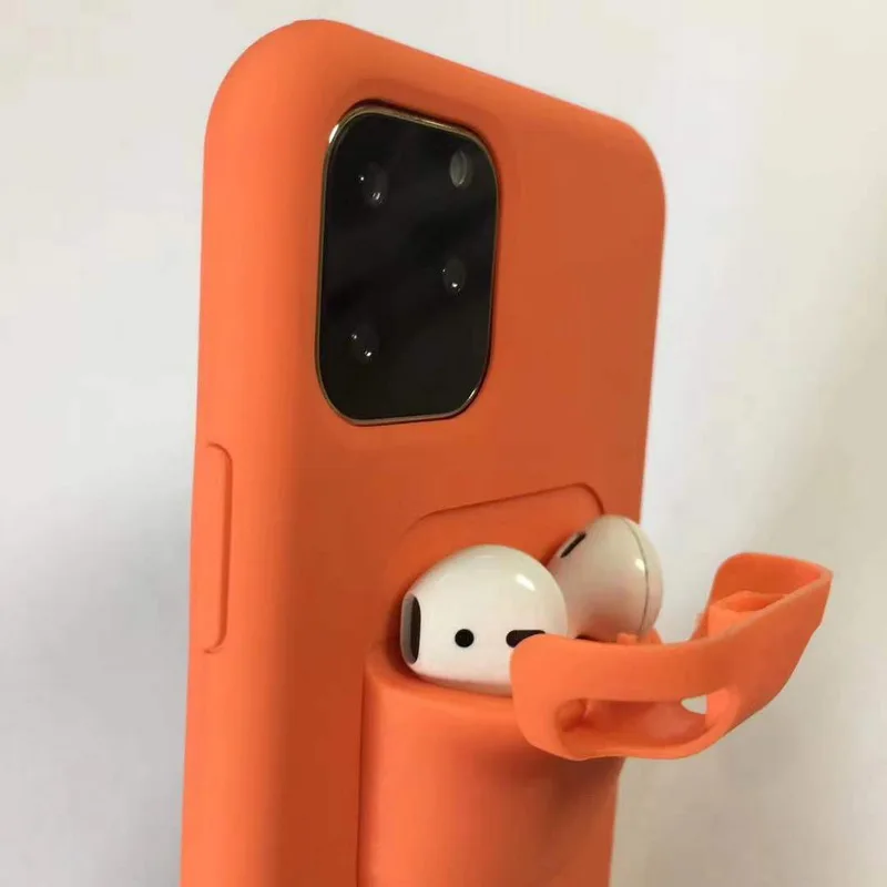 2 в 1 чехол для телефона, коробка для хранения наушников для iPhone 11 Pro XS MAX XR X 7 8 Plus Apple AirPods 1 2 мягкие силиконовые колпачки для гарнитуры