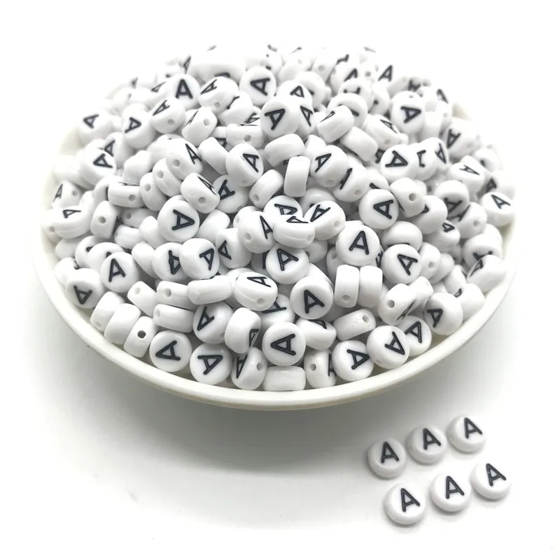 100pcs 4x7mm round letters 26 letters beads multi-color peach heart-shaped spacer beads For bracelet necklace jewelry making - Color: A