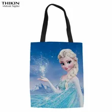 THIKIN Замороженные печати многоразовые пользовательские холст для девочек-подростков хлопок хозяйственная сумка складные сумки на плечо школьные дорожные женские складные