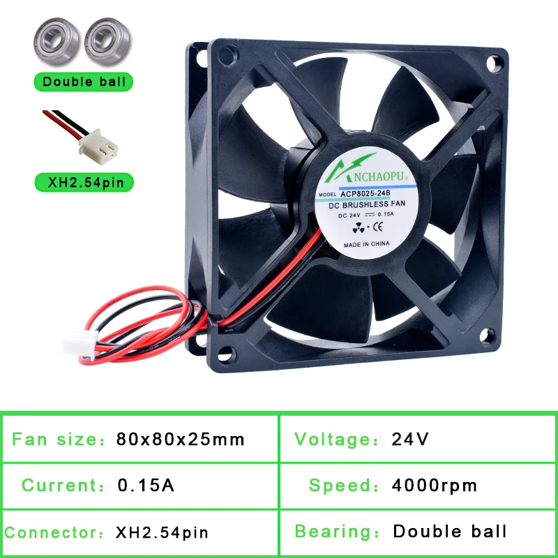 Ventilador de 80x80x25mm acp8025, ventilador de refrigeração