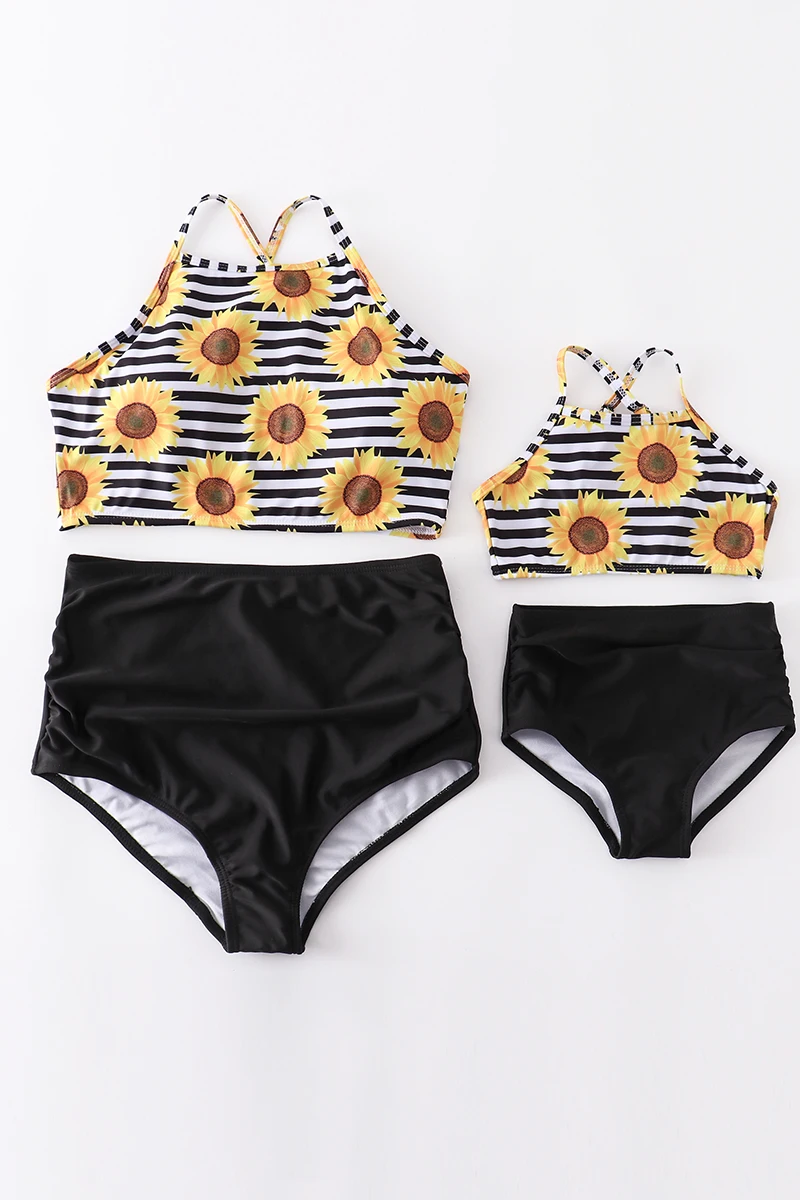 Girlymax Summer Baby Girls Children Clothes Mommy & Me Stripe Floral Leopard Swimsuit Bikini Boutique Set Kids Clothing son and daughter matching outfits