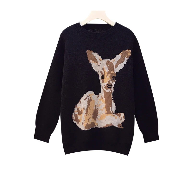 autumn winter deer Christmas oversized sweater