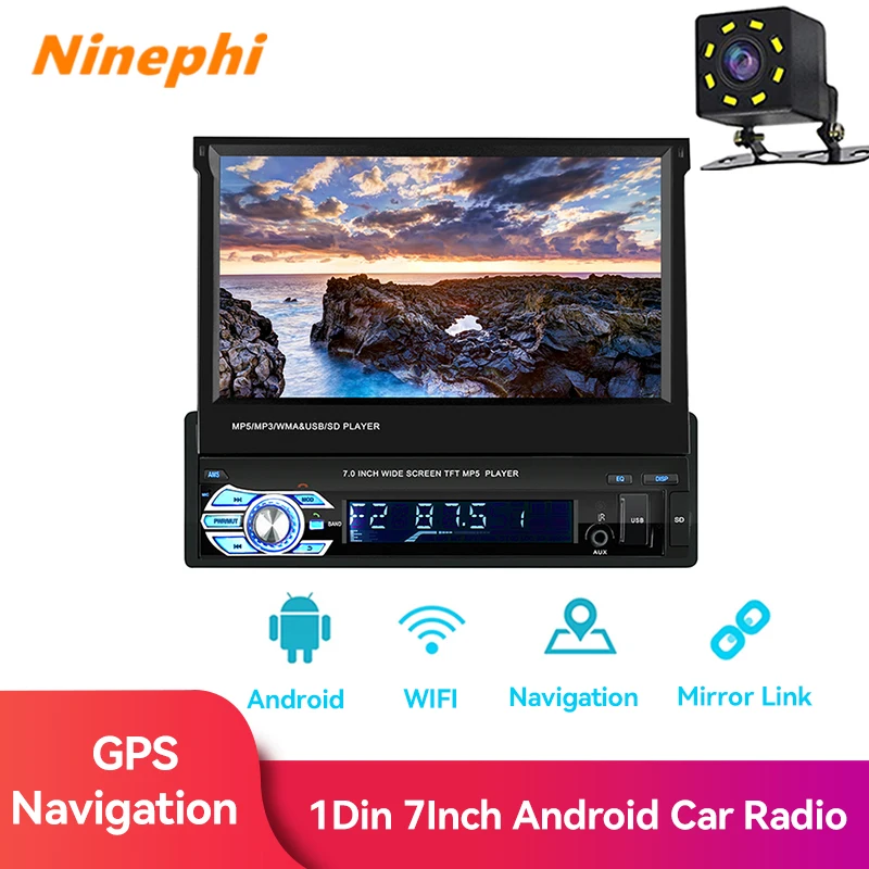 

1Din Car Radio MP5 Retractable 7'' Touch Screen Wifi Autoradio Car Multimedia 12V Video Player 1+16G gps tracker Transmitter FM