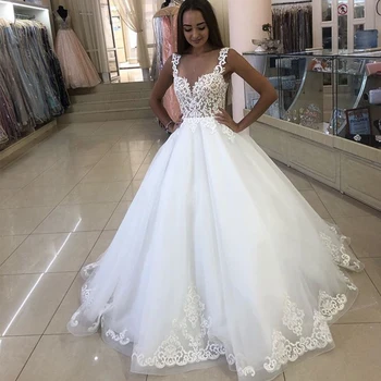 

Vintage Princess Ball Gown Wedding Dress 2020 Sleeveless Appliques Bridal Dresses Marriage Scoop Neck Vestido De Noiva