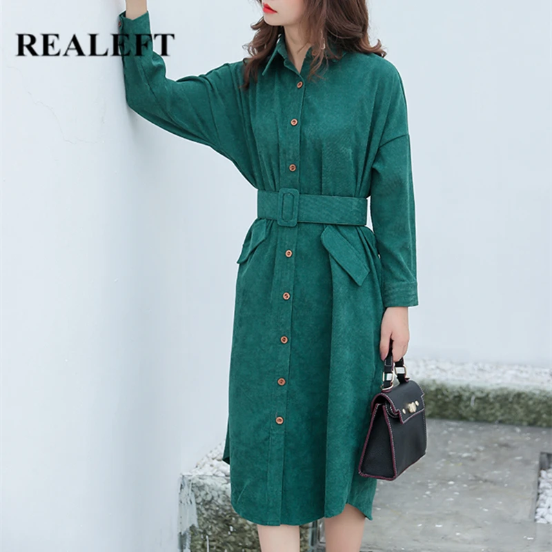 long sleeve corduroy dress