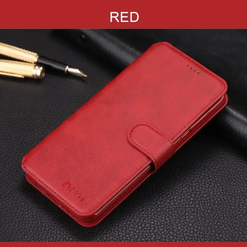Кожаный чехол-бумажник для huawei P30 P20 mate 20 30 10 Lite Pro P Smart держатель для карт откидная крышка чехол - Цвет: Красный