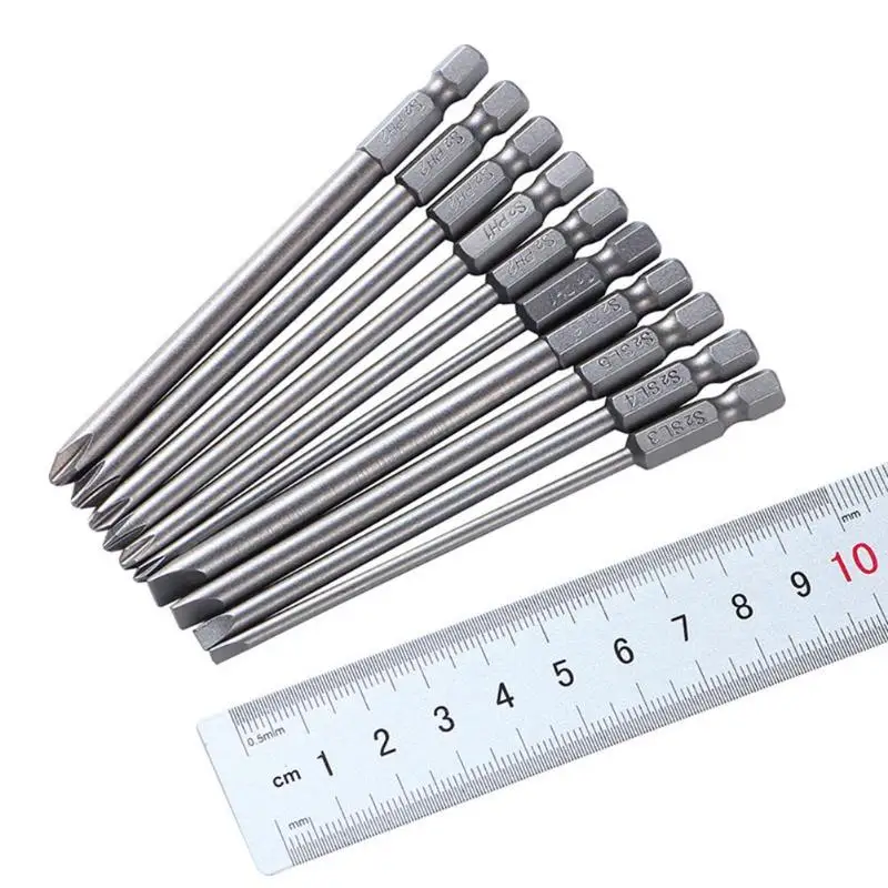 10 шт./компл. 100 мм сплав сталь S2 отвертка с прорезями Philips Bits прямые крестообразные
