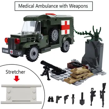 

262PCS US T214-WC54 Army WW2 Medical Ambulance Building Blocks Compatible Military Vehicles Soldier Figures Weapon Toys