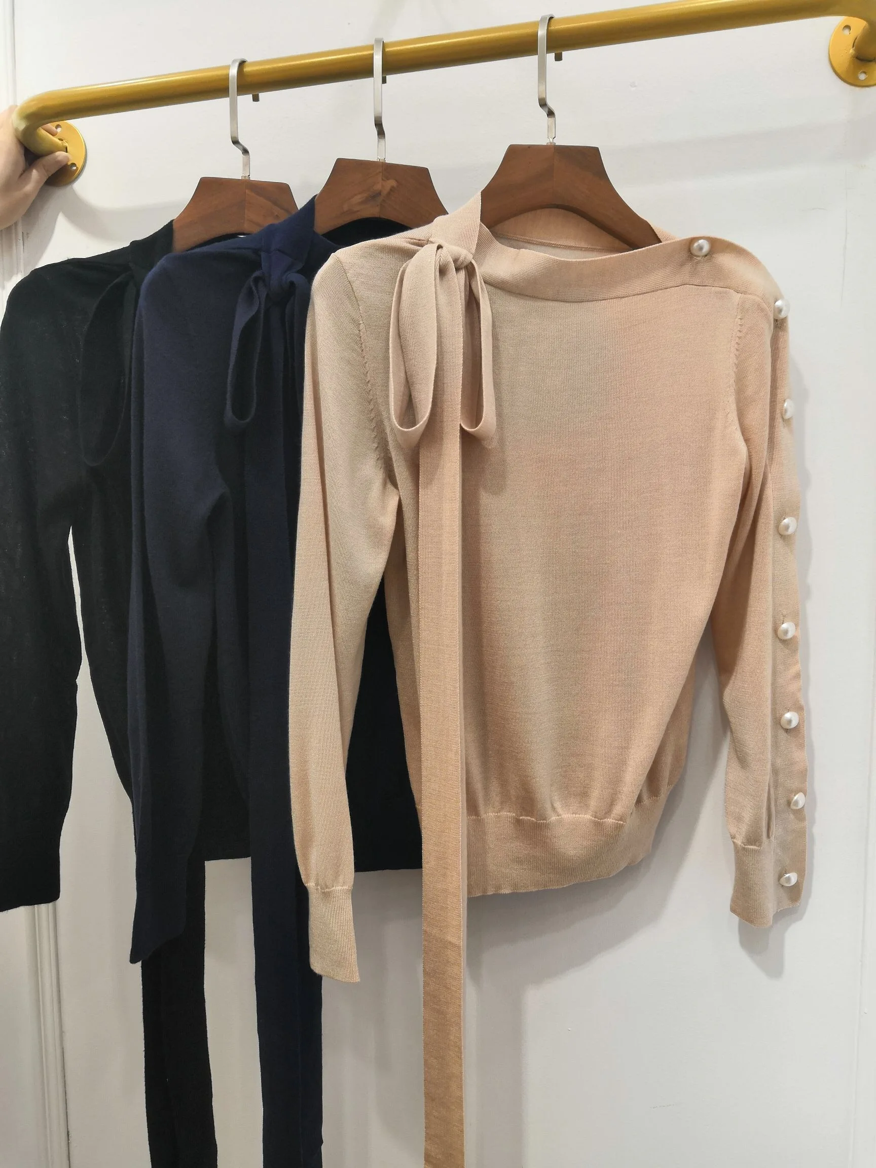 

2019 autumn new women pearl wool casual sweater 3 color ddxgz2