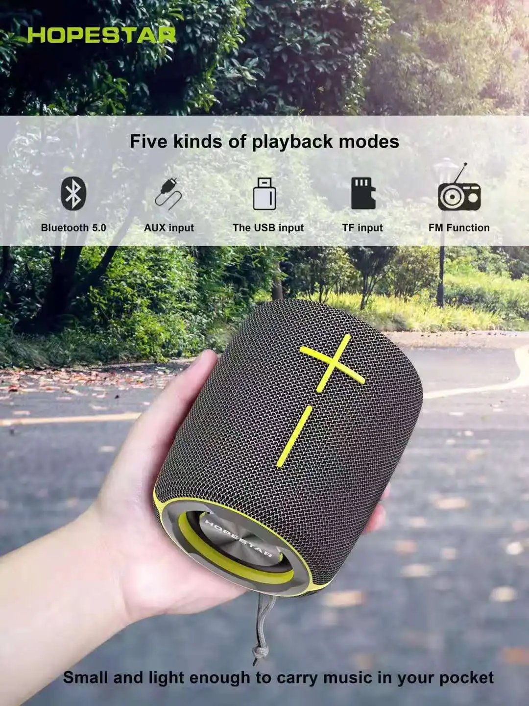 

HOPESTAR P25 MiNi Wireless Stereo Subwoofer TWS Outdoor Bluetooth Speakers Portable Sound Column Soundbox AUX/TF/USB/FM Radio