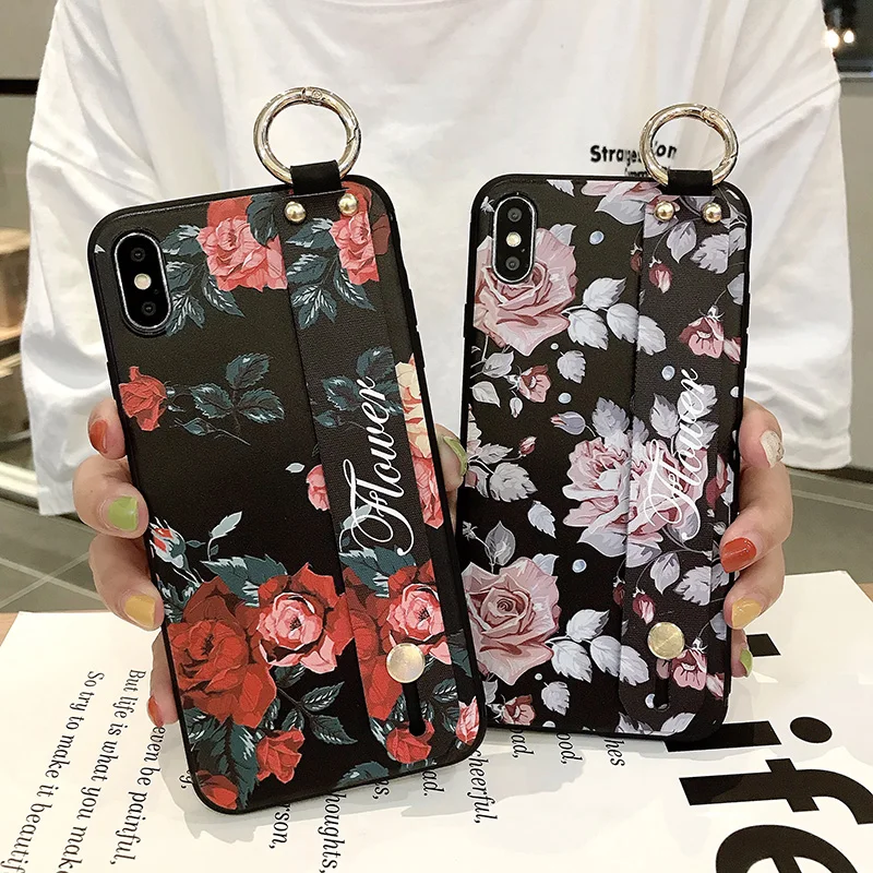 Wrist Strap Hand Band Case For iPhone 11 Pro X XS Max Case Soft Silicone Back Cover For iPhone 7 8 6S Plus XR 8Plus Fundas Coque