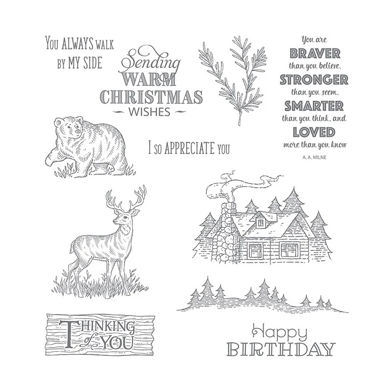 

Rustic Retreat Transparent Clear Stamp Rubber Seal for DIY Scrapbooking Supplies Metal Cutting Dies Rubber Stamp for Card Making