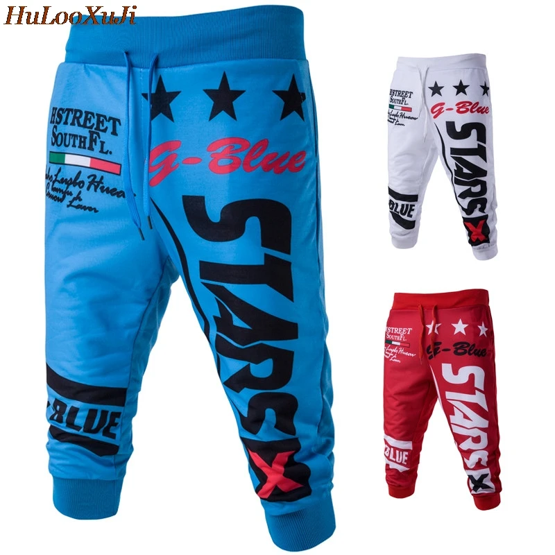 HuLooXuJi мужские летние короткие штаны модные хип-хоп печатные джоггеры укороченные брюки мужские укороченные брюки американские размеры: XS-L