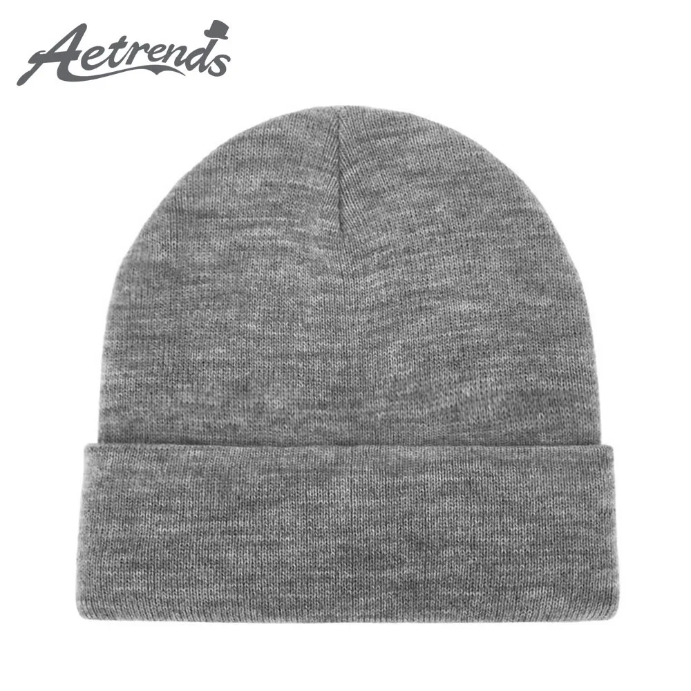 

[AETRENDS] Men's Warm Winter Hats Acrylic Knit Cuff Beanie Caps Daily Beanie Hat Skull Cap 18 Solid Colors Z-9965