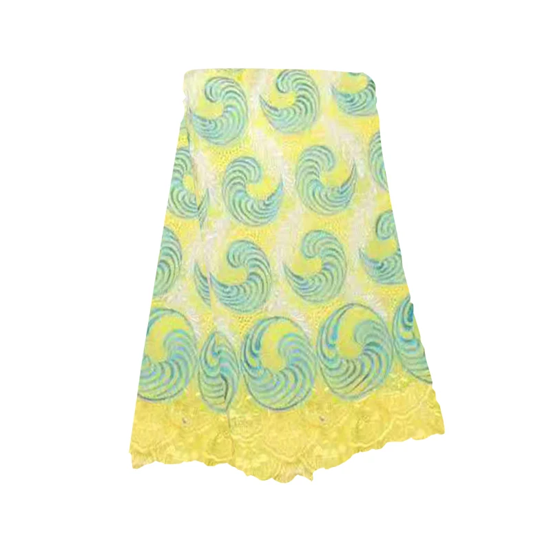 light yellow Высокое качество Африканский Джордж кружевная ткань бисером французские нигерийские кружева вуаль ткань для Aso Oke африканская одежда - Цвет: light yellow