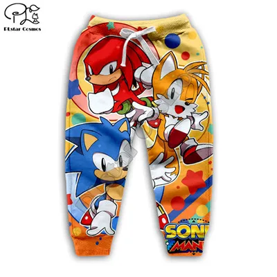 Kids Cloth Anime Super Sonic Cartoon 3d hoodies/boy sweatshirt Cartoon Hot Movie pant style-25 - Цвет: Золотой