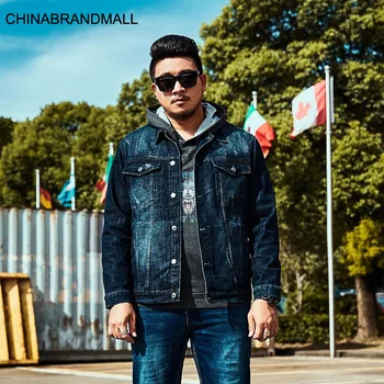 

Lgj N119 # Super Brand Big Size Cowboy Jacket Elastic Force Loose Big Size Fat Man 2xl-6xl