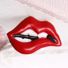 Эмалированные Броши с красными губами для женщин и мужчин, вечерние Броши из сплава для банкета, заколки, аксессуары для девушек, шляпа и сумка