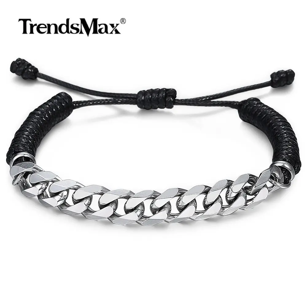 Уникальные мужские кожаные браслеты Веревка Снаряженная кубинская цепь браслет 8 мм нержавеющая сталь стрейч хип поп Спорт мужские ювелирные изделия DLBM38