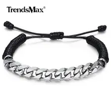 Уникальные мужские кожаные браслеты Веревка Снаряженная кубинская цепь браслет 8 мм нержавеющая сталь стрейч хип поп Спорт мужские ювелирные изделия DLBM38