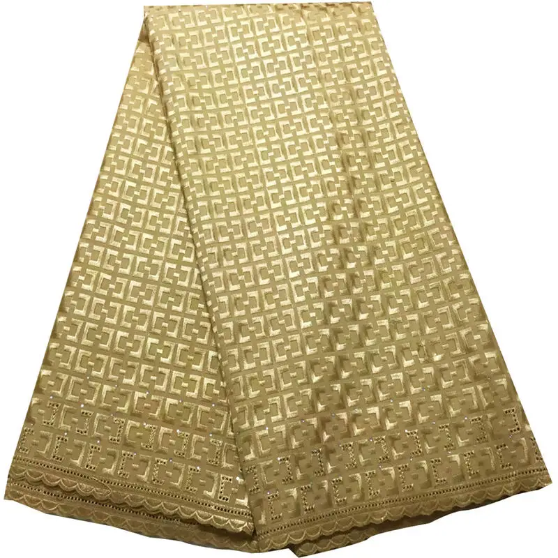 Африканская сухая кружевная ткань швейцарская вуаль вышитая Золотой Хлопок высококачественная ткань из Дубая кружевная ткань atiku для мужского платья V545 - Цвет: color-6