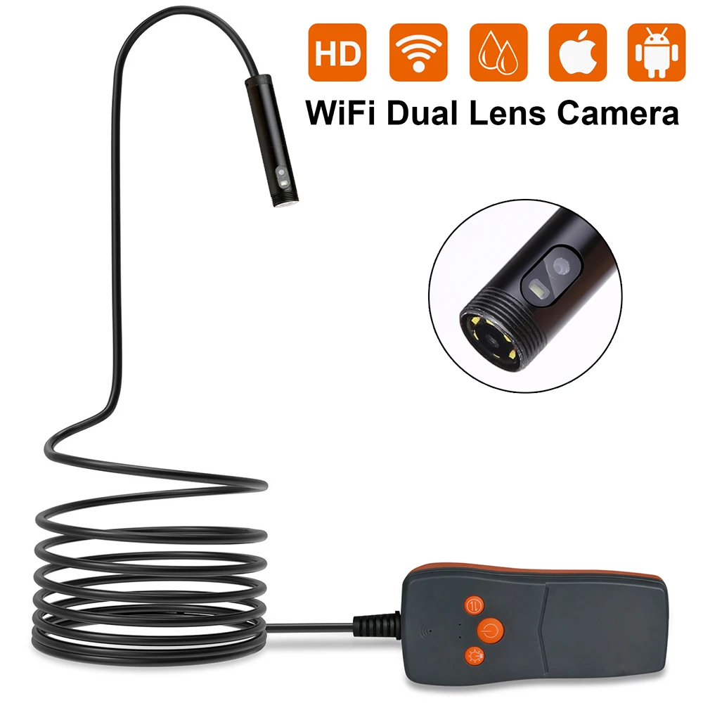 

Dual Lens Wifi Endoscope Inspection Camera 8mm 2.0MP Waterproof Borescope Snake Inspection Tube Camera For Android and iOS