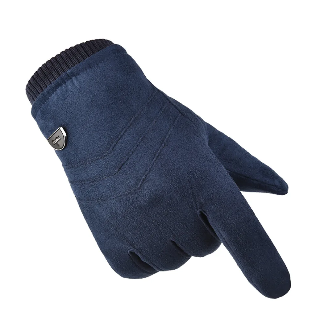 Бархатные утолщенные перчатки для мужчин, для вождения, ветрозащитные, для сенсорного экрана, противоскользящие, замшевые, плюшевые, варежки, мужские, s перчатки, Guantes Hombre Invierno