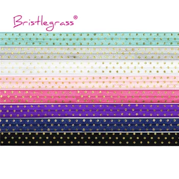 

BRISTLEGRASS 5 Yard 5/8" 15mm Gold Polka Dot Foil Print Fold Over Elastics FOE Spandex Bands Hair Tie Headband Tutu Dress Sewing