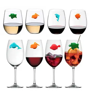 

24PCS Cute Animal Shape Wine Glass Charm Silicone Animals Wine Glass Tag Wine Glass Marker For Bar Water Cup Accessories