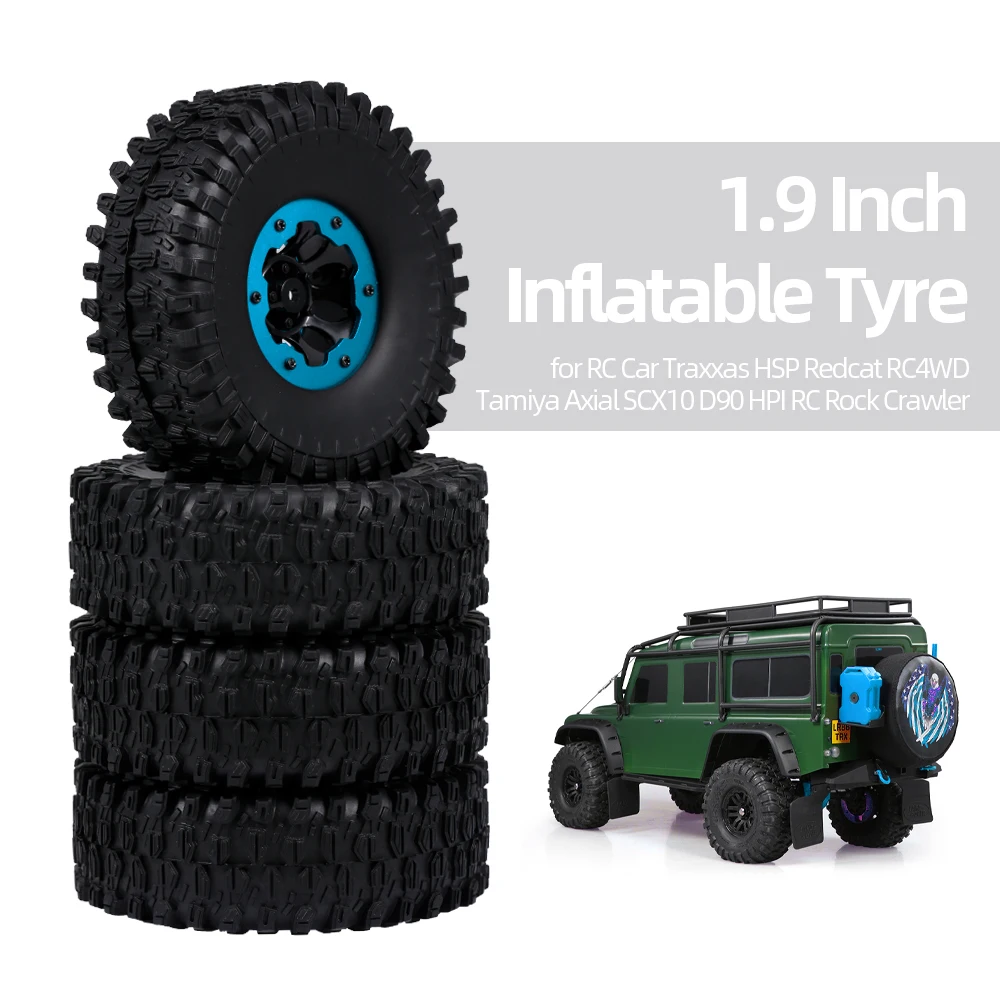 

4pcs 120mm 1.9 Inch Inflatable Rim Rubber Tyre Tire Wheel for RC Car Traxxas HSP Redcat RC4WD Tamiya Axial SCX10 D90 HPI