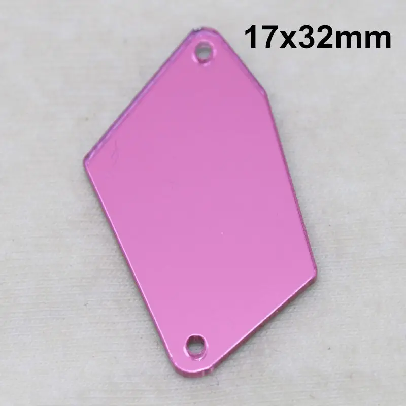 Розовое акриловое зеркало пришивные стразы DIY Flatback зеркальные акриловые пришивные стразы с отверстиями для шитья - Цвет: A20-17x32