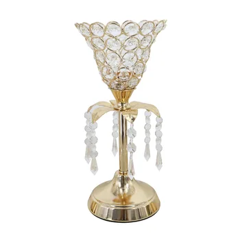 

Gold Crystal Candle Holder Wedding Decoration Table Centerpieces Candelabra Birthday Party Flower Vase Holder Home Decor