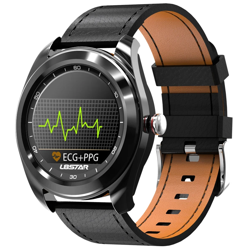 Leather strap L8STAR ECG PPG кровяное давление, умные часы с монитором сердечного ритма и сердечного ритма, умные часы IP68 водонепроницаемые спортивные часы для мужчин и женщин - Цвет: Leather strap