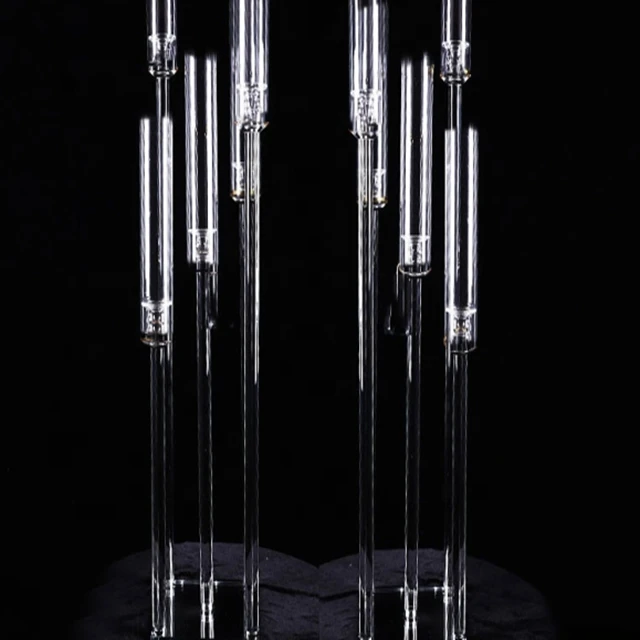 

12 шт.) оптовая продажа, высокие свадебные украшения, хрустальный канделябр, 5 рычагов, центральные части, колонны, акриловые цилиндрические кубические подсвечники da115