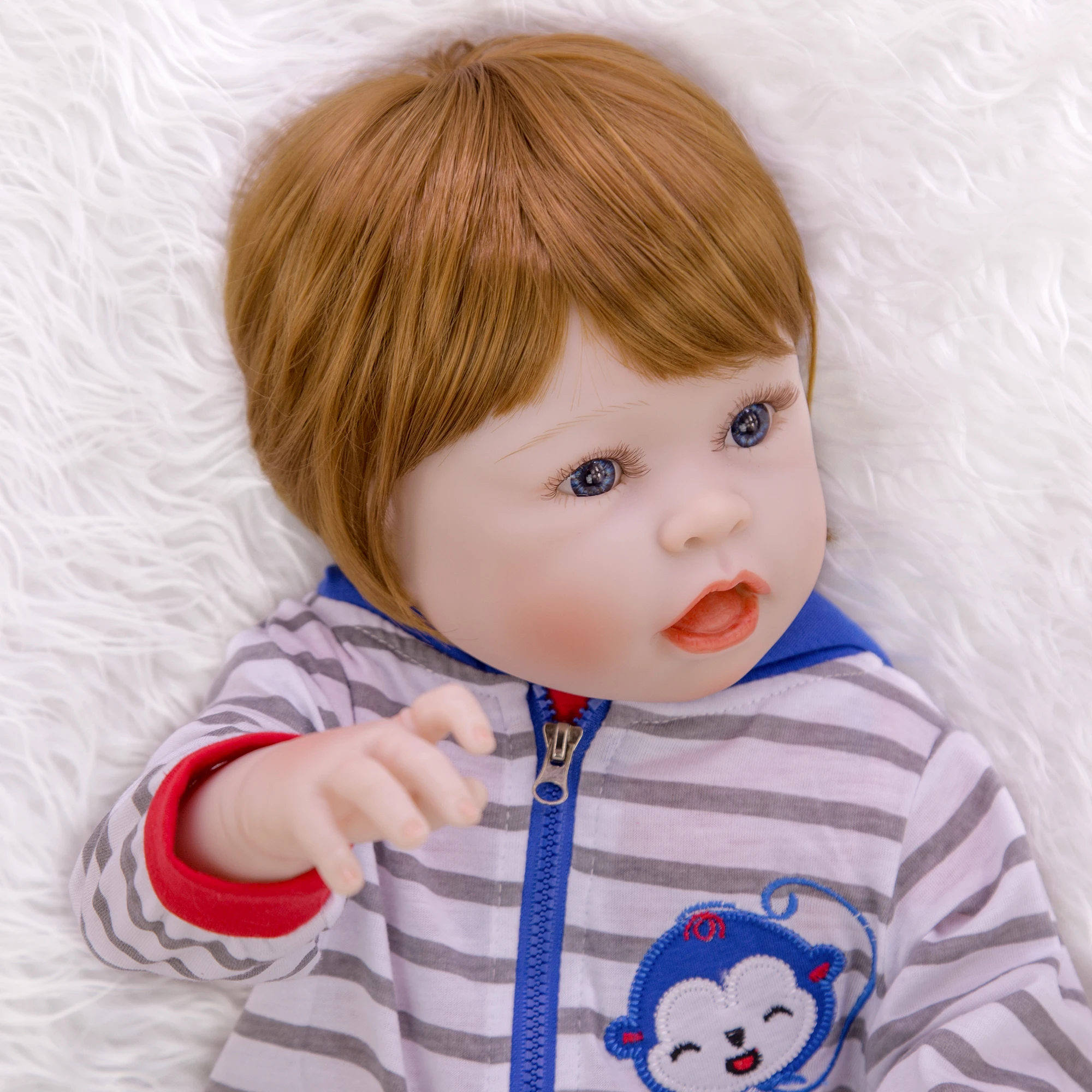 KEIUMI Симпатичные 57 см забавное лицо Reborn Baby Menino полностью силиконовые виниловые