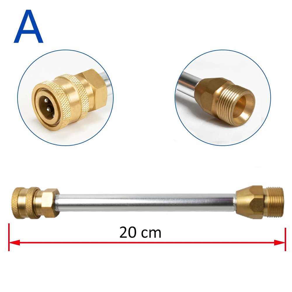 Pressure Washer Short Lance Car Washer Spray Lance Wand Tube 1/4" Quick Connector M22 Adaptor High Pressure Water Gun Lance 2