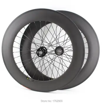 

New 700C 88mm tubular rims track fixed gear bike aero matte 3K full carbon fibre bicycle wheelsets with Fixed Gear hub Free ship