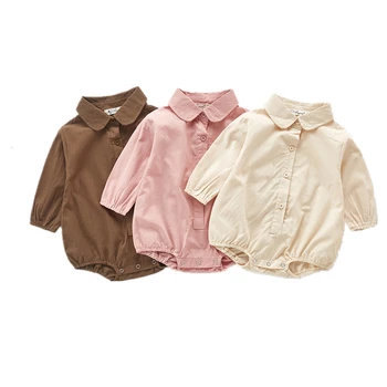 

Baby bodysuit Neonatal Baby Cotton Doll Collar Institute Style Girl Lotus Leaf Sleeve Wrapped Butt Lattice Shirt