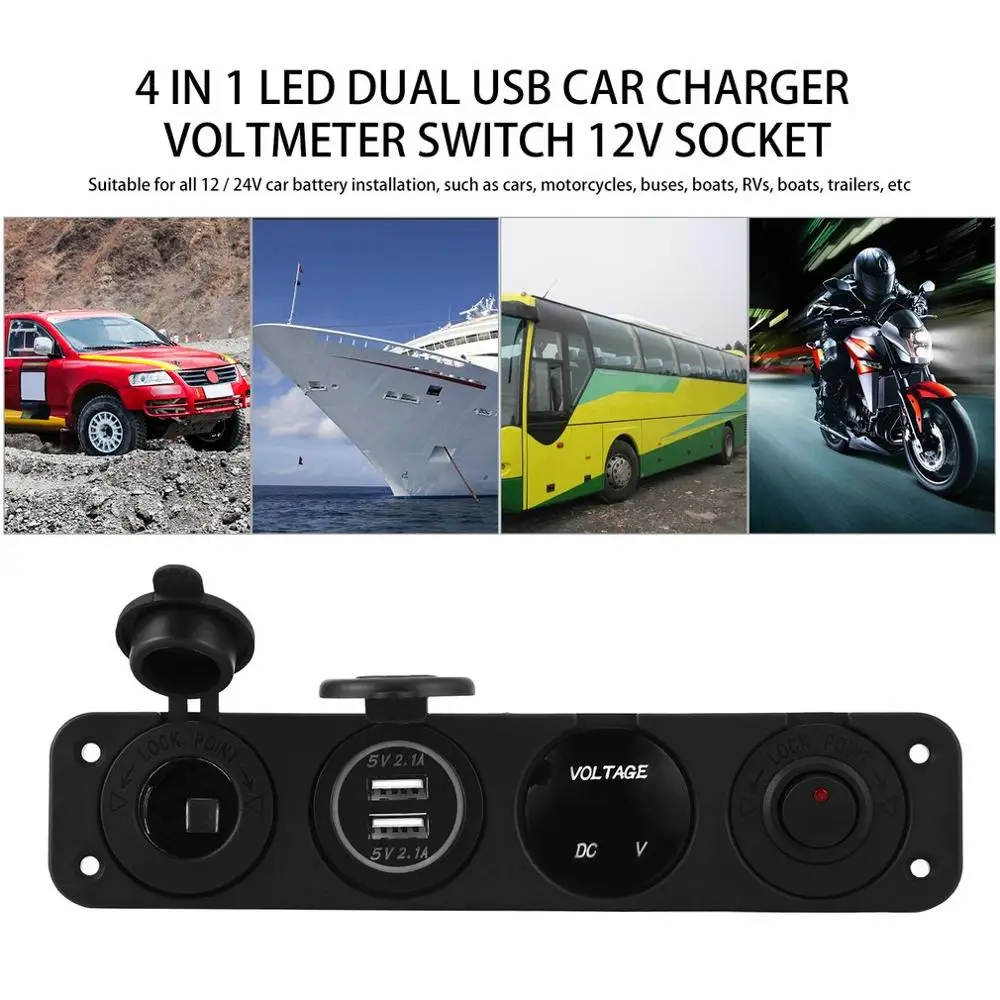 3 Светильник цвета для детей возрастом от 12/24 V автомобиль 4 отверстие Панель основание переключателя устройство для автомобиля с двумя портами USB Зарядное устройство вольтметр сигареты светильник er розетка переключатель