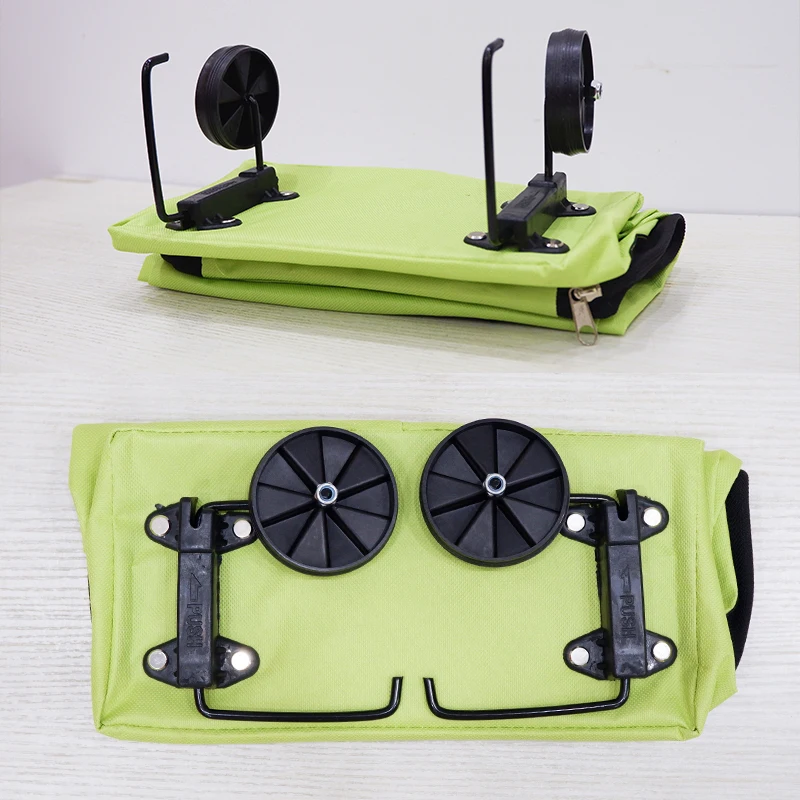 Portable Shopping Trolley Bag With Wheels Foldable Cart Rolling Grocery Green Shopping Bag Wheeled Shopping Bag