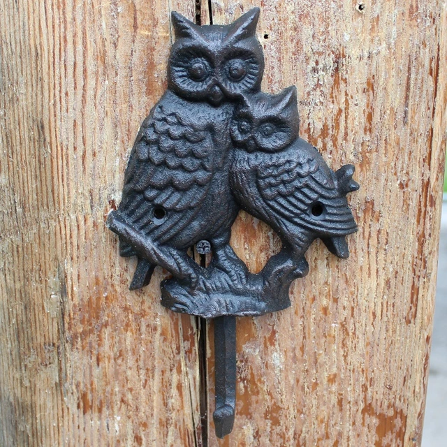 Antique Black Cast Iron Owl Wall Hook With 1 Hanger Farm House Accents  Handmade Mother Baby Animal Design Home Garden Decor Rack - AliExpress