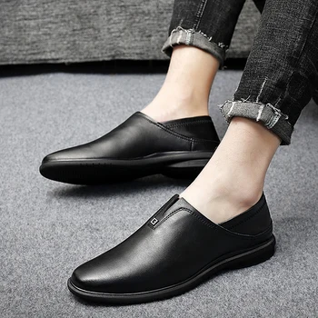 

Genuine Leather Men Casual Shoes handmade sewing Spring Soft Sneakers Men Loafers Moccasins Breathable Slip on Driving Shoes