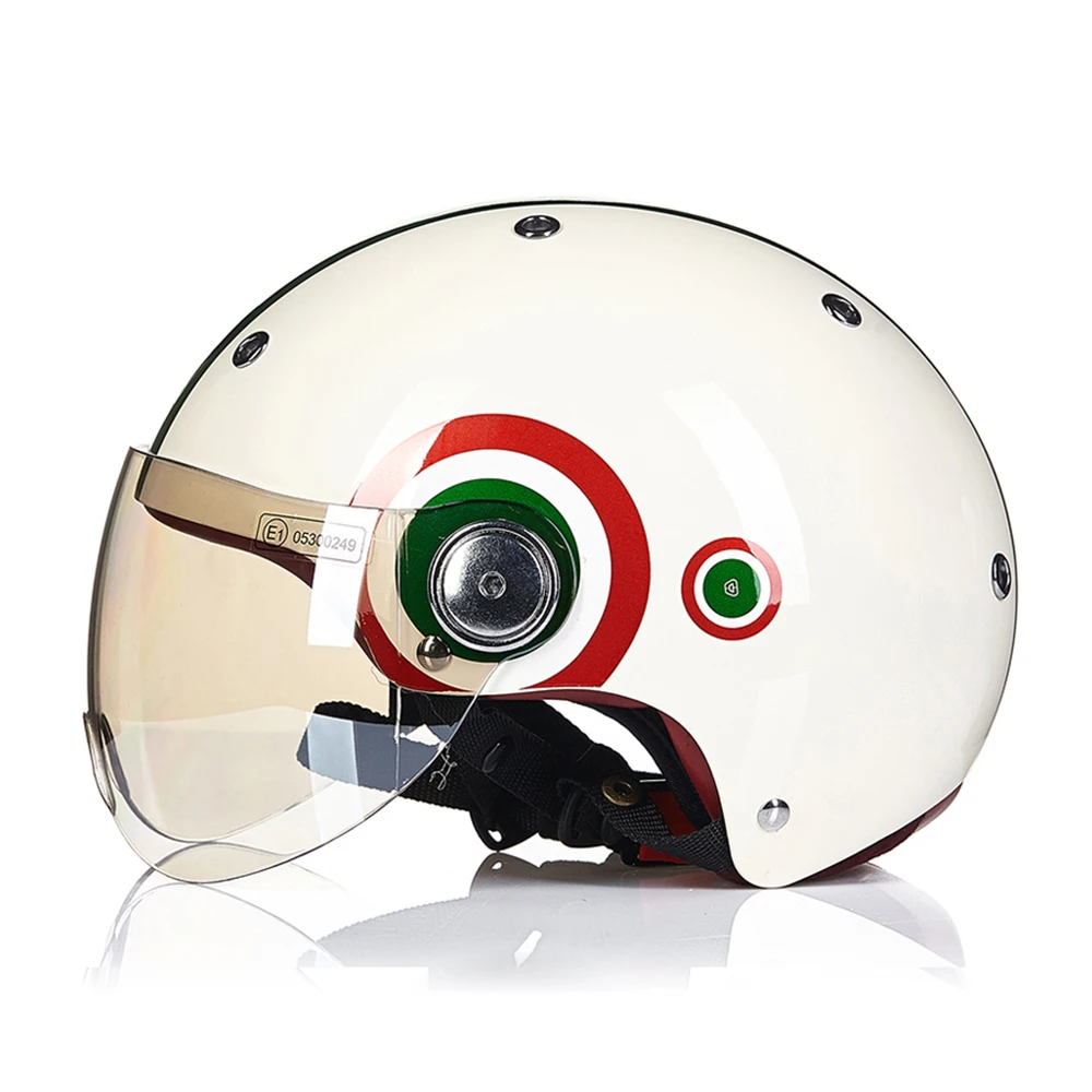 BEON мотоциклетный шлем Chopper 3/4 с открытым лицом, винтажный мото шлем, мотоциклетный шлем Casco Capacete для мужчин и женщин, скутер, мотоцикл H - Цвет: B-103 LWhite Red