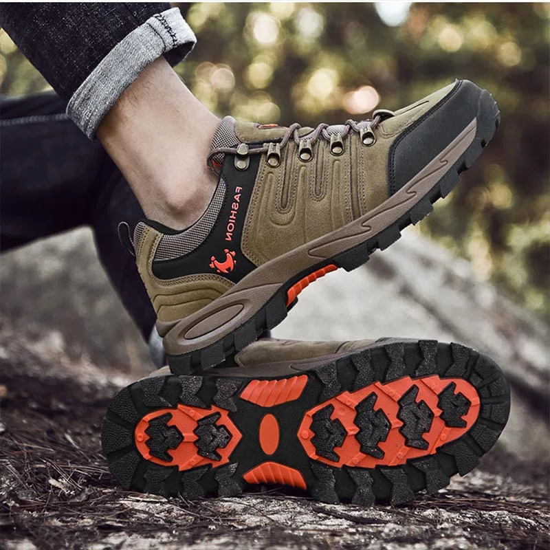 HUAYU Mens Walking Hiking mid Boots Waterproof Lightweight Outdoor Shoes